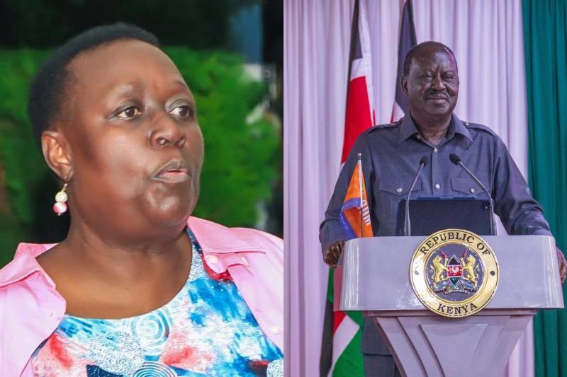 Collage photo of Ruth Odinga and Raila Odinga.